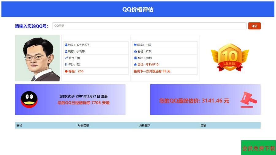 抖音爆火的QQ价格评估前端源码
