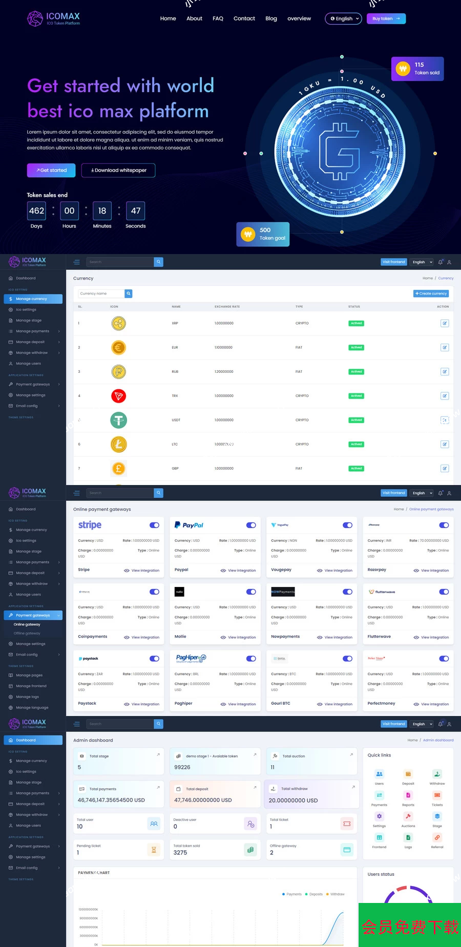 区块链虚拟币代币销售拍卖平台,加密货币全方位数字资产交易平台